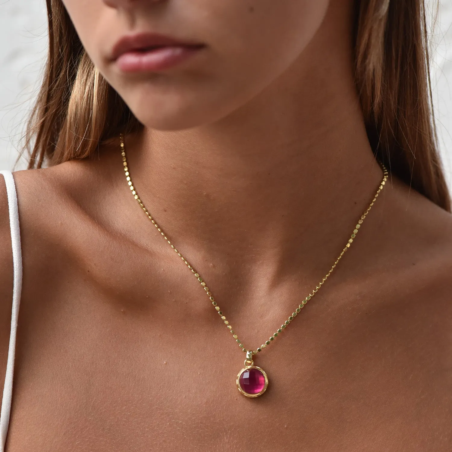 Apollo Reversible Doublet Gemstone Pendant: Mother of Pearl with Pink crystal sold by Azuni London product image thumbnail 4