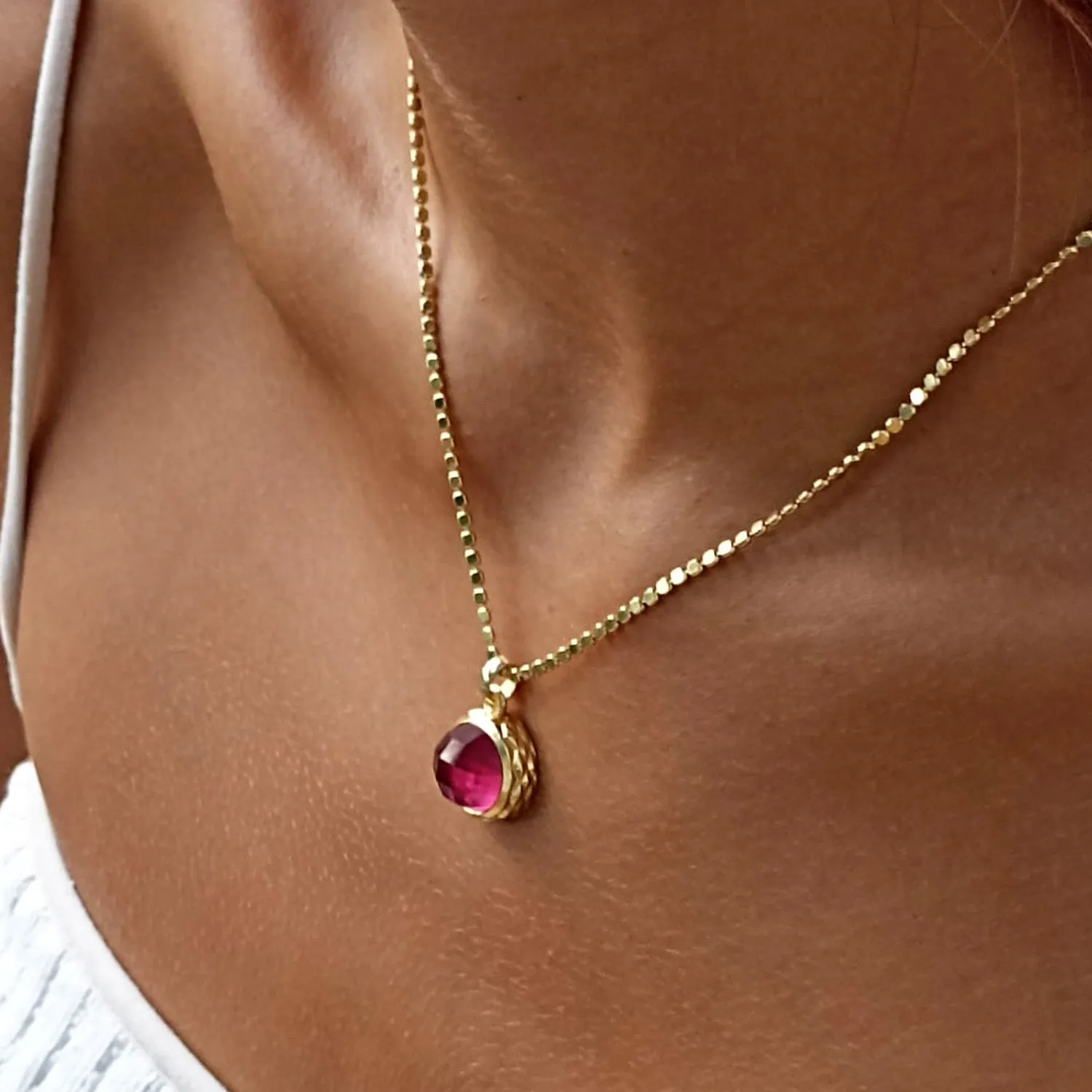 Apollo Reversible Doublet Gemstone Pendant: Mother of Pearl with Pink crystal sold by Azuni London product image thumbnail 3