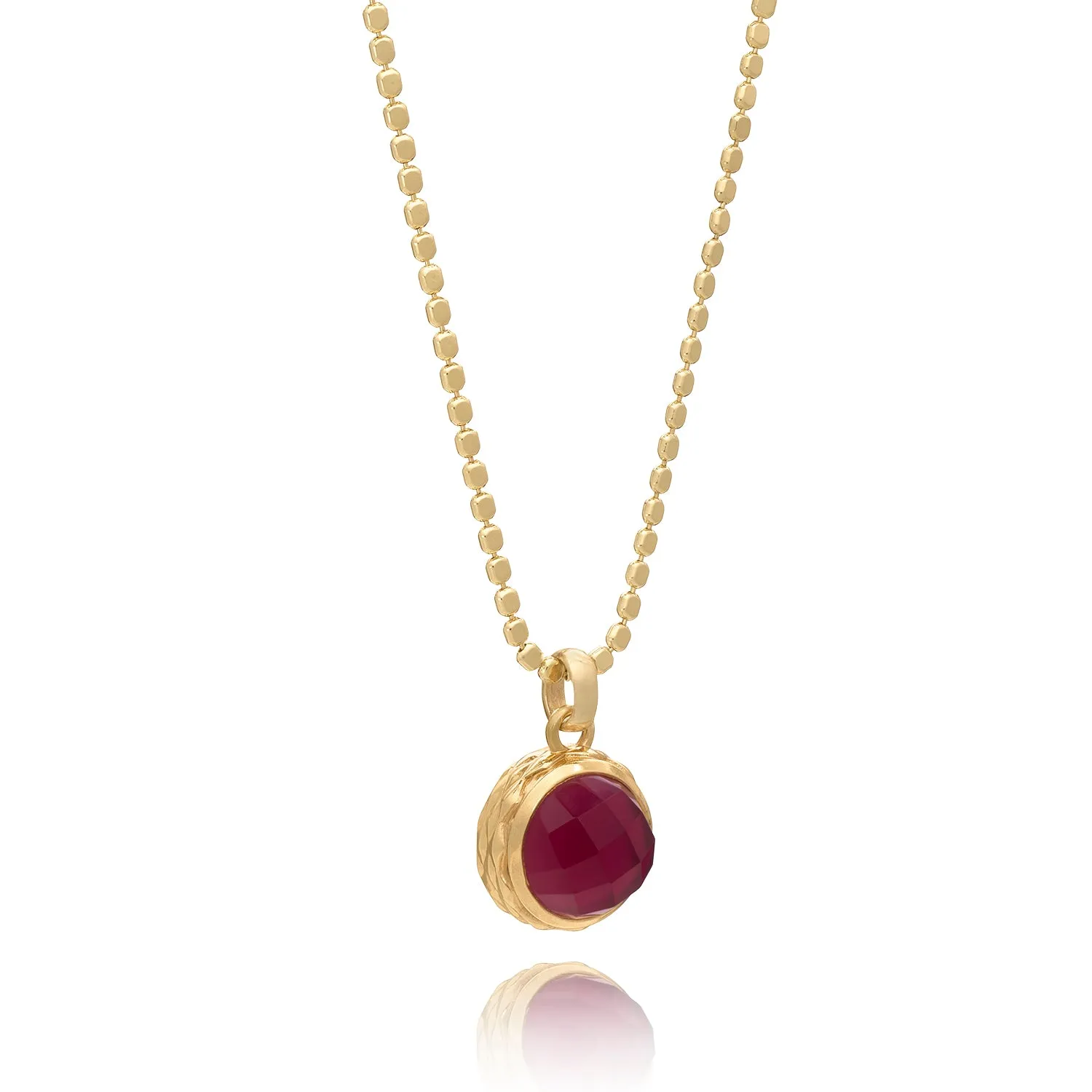 Apollo Reversible Doublet Gemstone Pendant: Mother of Pearl with Pink crystal sold by Azuni London