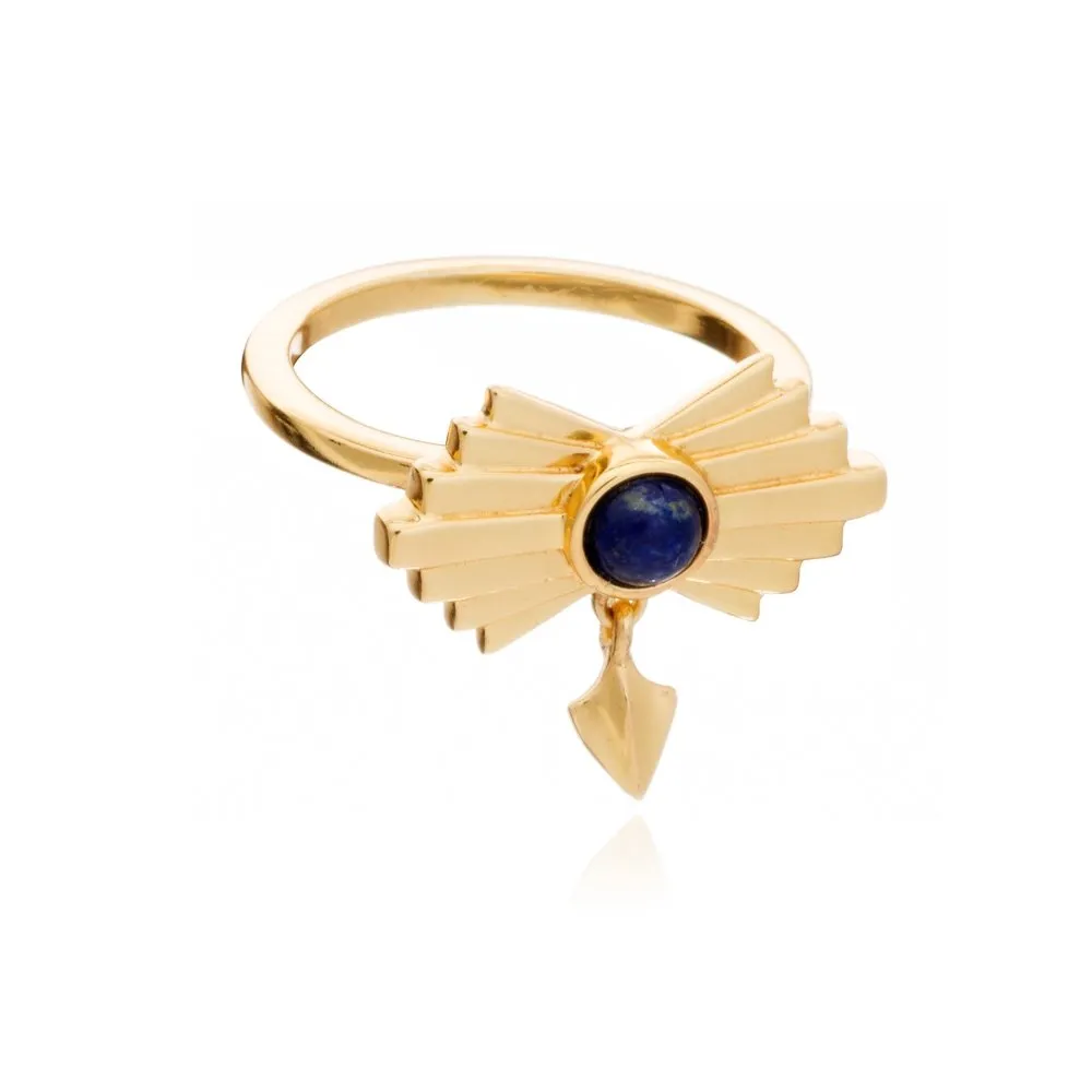 Azteca Gold Vermeil Ring with Lapis Stone sold by Azuni London product image thumbnail 4