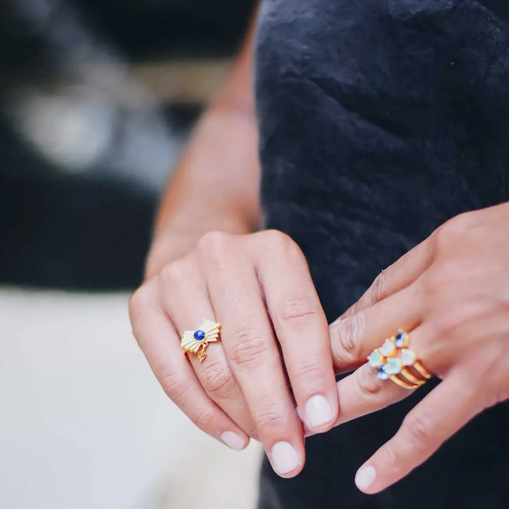 Azteca Gold Vermeil Ring with Lapis Stone sold by Azuni London product image thumbnail 2