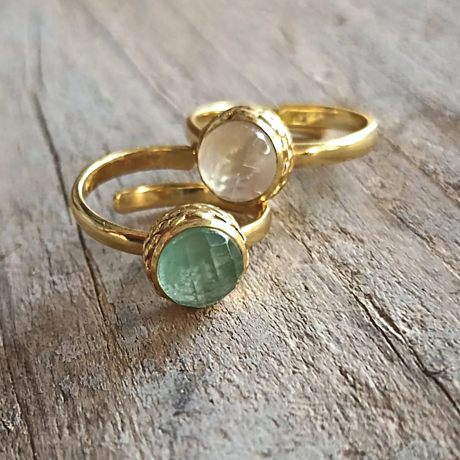 Apollo Gold Gemstone Doublet Ring: Mother of Pearl with Crystal sold by Azuni London product image thumbnail 2