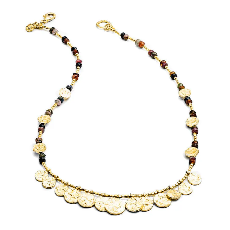 Cleo Coin Necklace: Tourmaline sold by Azuni London