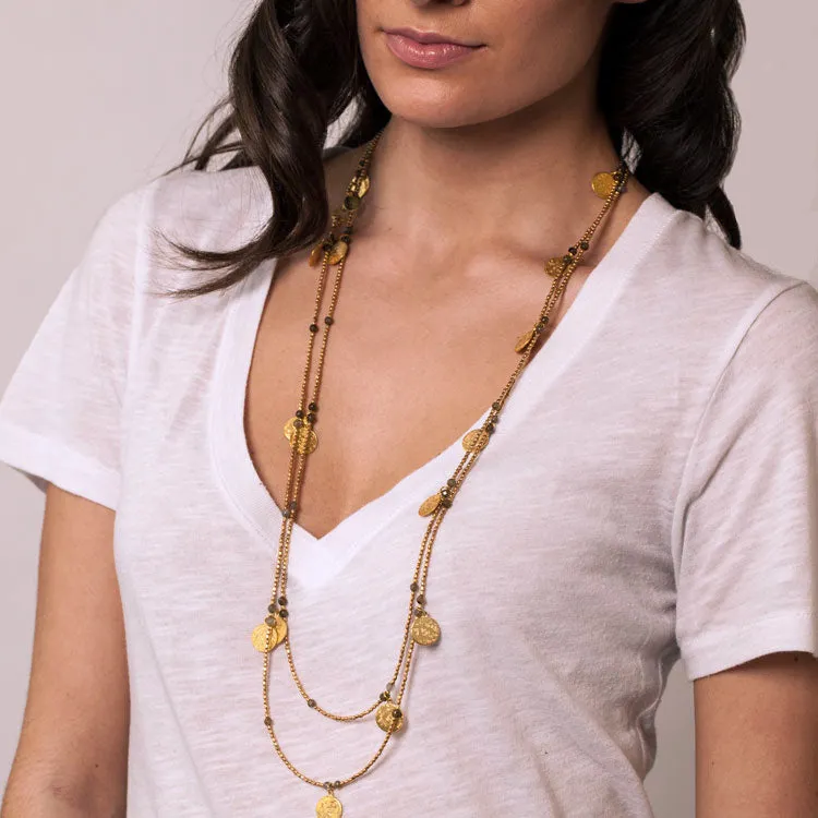 Cleo Long Coin Wrap Necklace: Tourmaline sold by Azuni London product image thumbnail 2