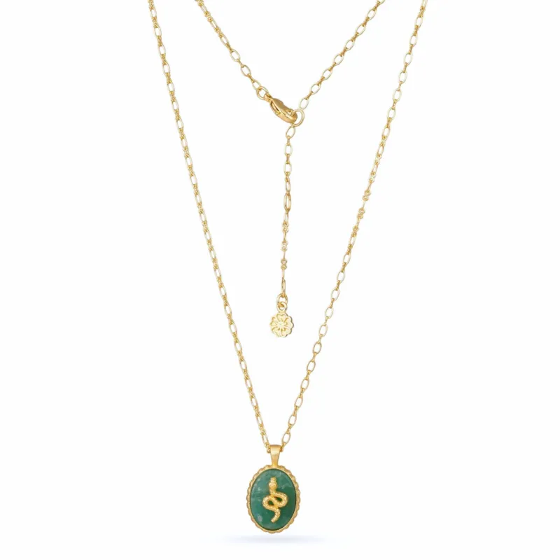 Medusa Gemstone and Snake Motif Pendant: Amazonite made by Azuni London