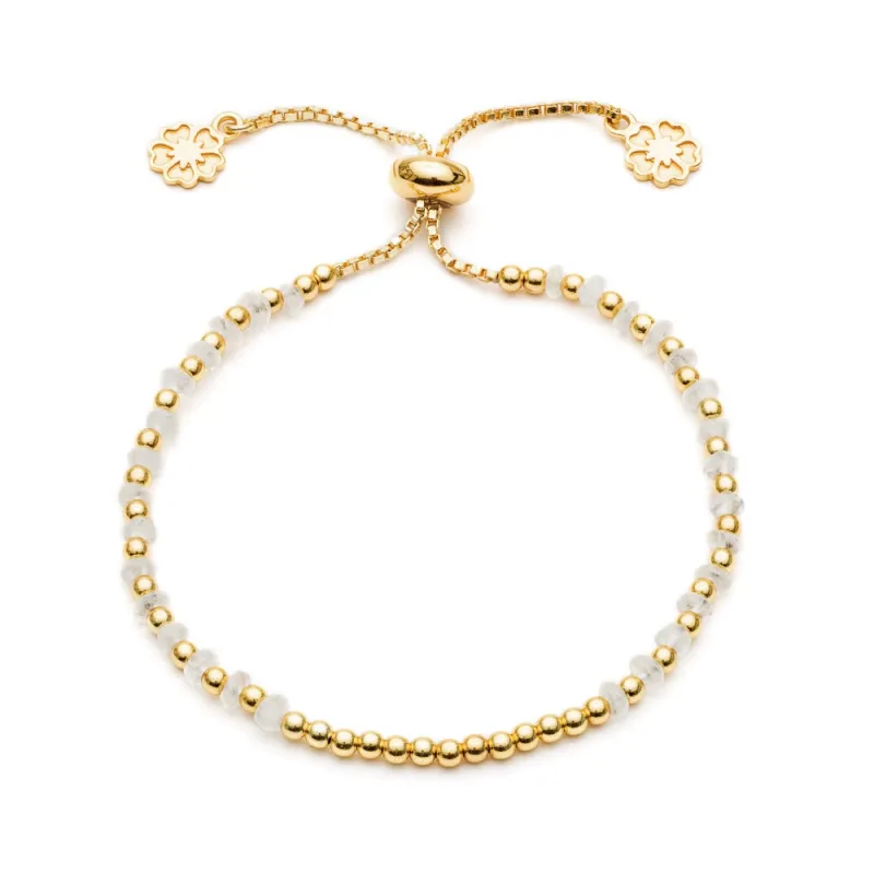 Athena Gem Beaded Adjustable Slider Bracelet Moonstone made by Azuni London