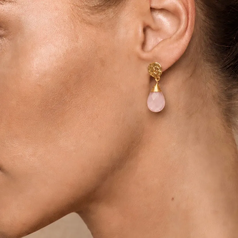 Athena Large Drop Earrings: Pink Chalcedony sold by Azuni London product image thumbnail 2