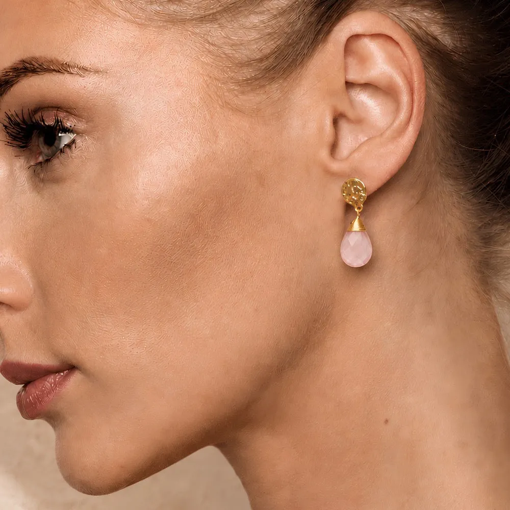 Athena Large Drop Earrings: Pink Chalcedony sold by Azuni London product image thumbnail 3