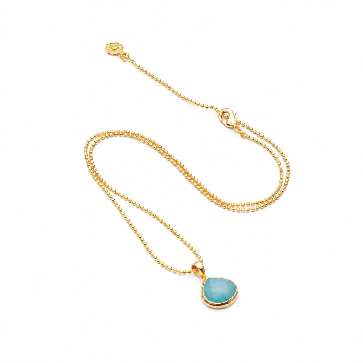 Eos Drop Gemstone Necklace: Aqua Chalcedony sold by Azuni London product image thumbnail 2