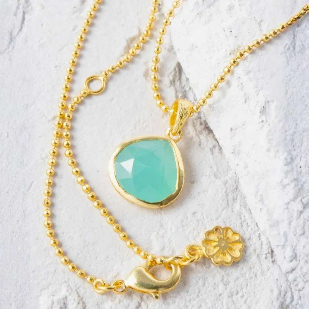 Eos Drop Gemstone Necklace: Aqua Chalcedony sold by Azuni London product image thumbnail 4