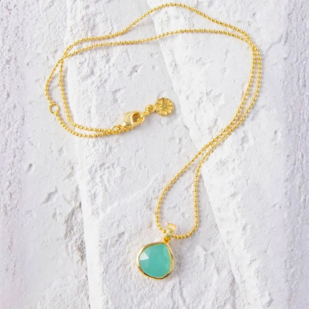 Eos Drop Gemstone Necklace: Aqua Chalcedony sold by Azuni London product image thumbnail 5