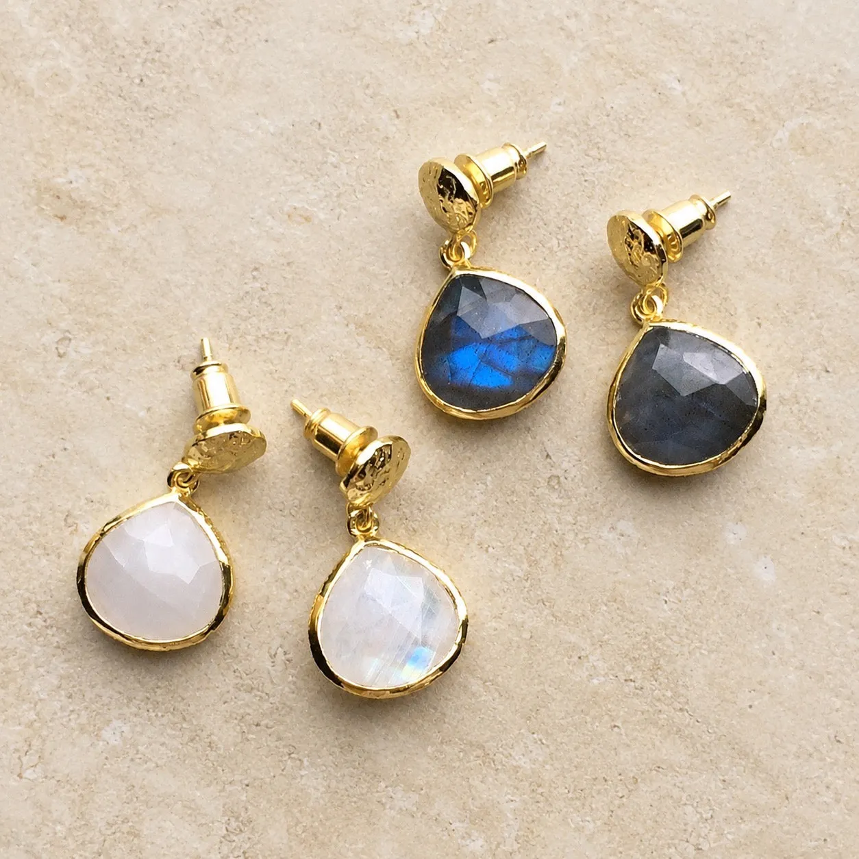 Eos Drop Gemstone Earrings: Labradorite sold by Azuni London product image thumbnail 3