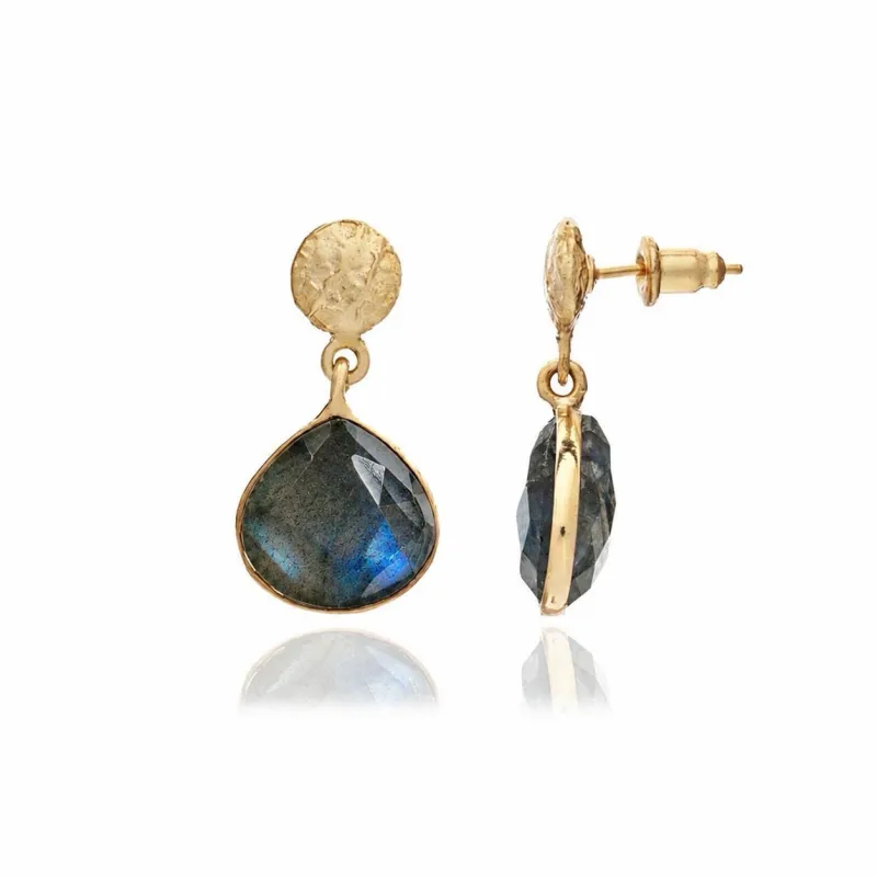 Eos Drop Gemstone Earrings: Labradorite made by Azuni London