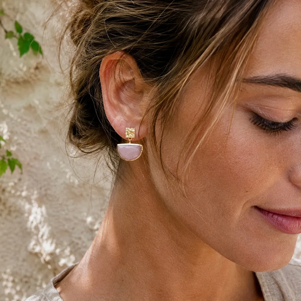 Athena Halfmoon Gemstone Earrings: Peach Moonstone sold by Azuni London product image thumbnail 4