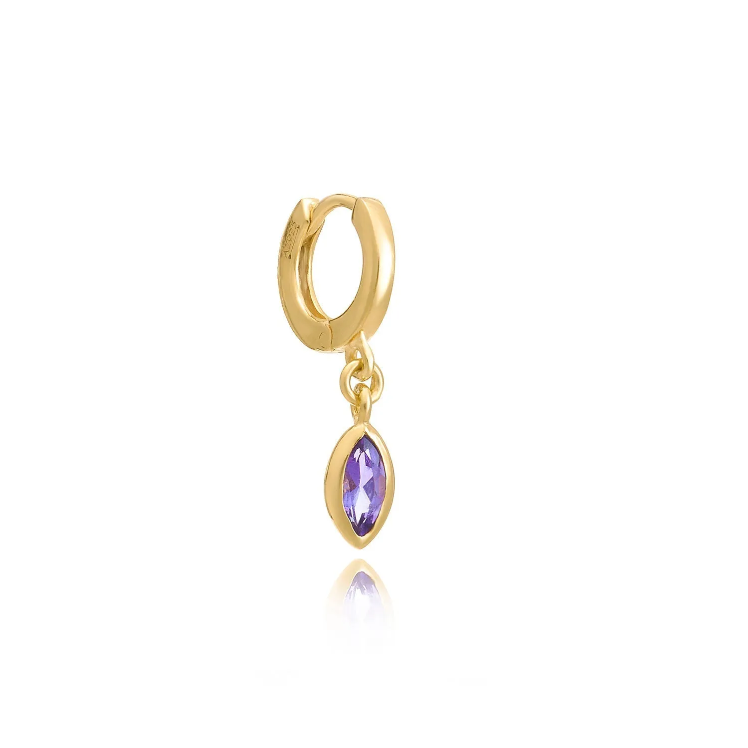 Gold Vermeil Amethyst Marquise Charm Huggie sold by Azuni London product image thumbnail 3