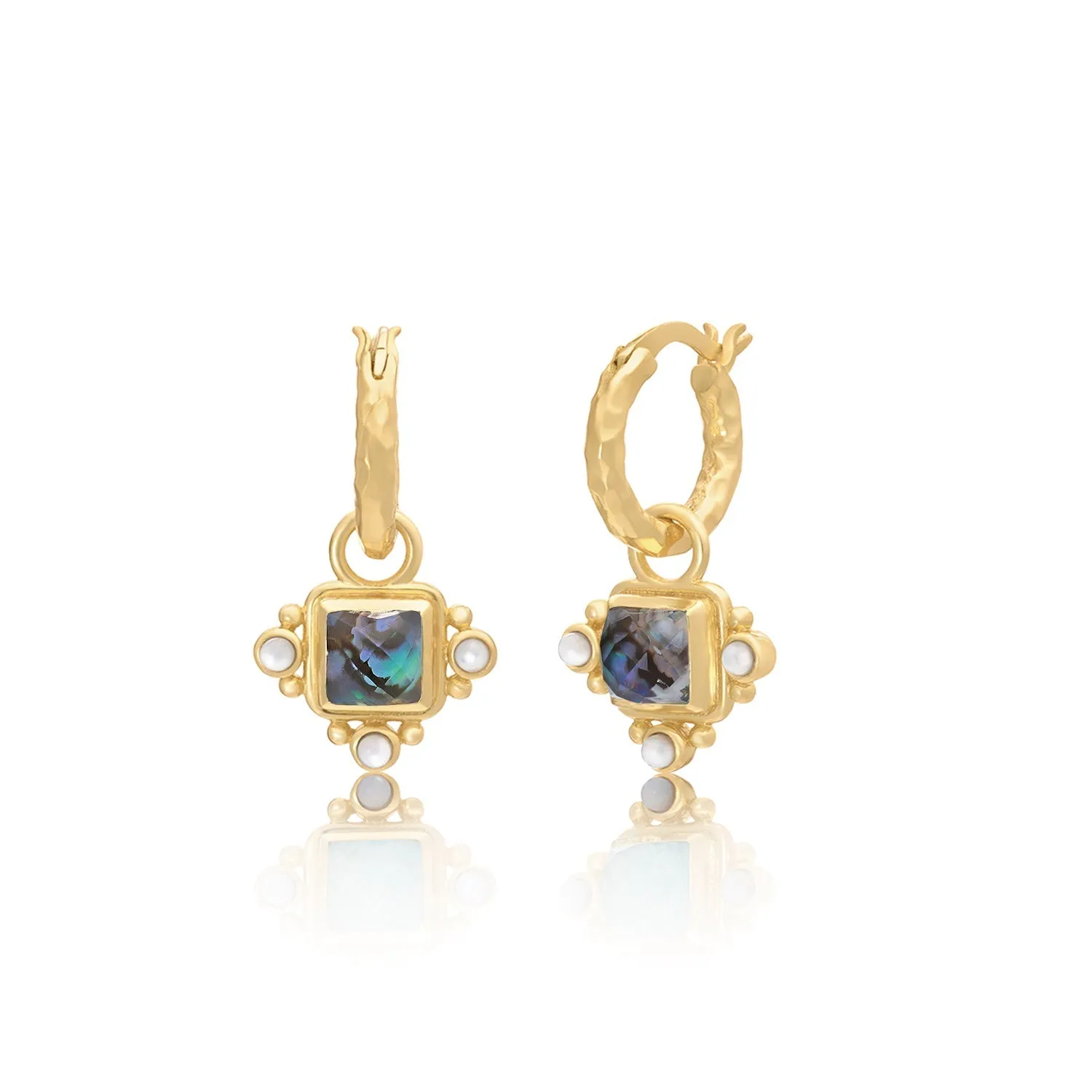 Helena Gold Hoop Huggies & Stone Charm Earrings sold by Azuni London product image thumbnail 2