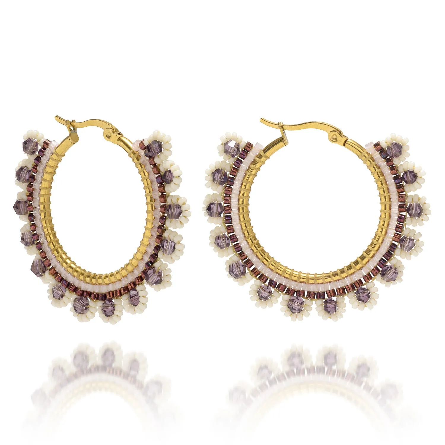 Atu Large Crystal Edged Hoop Earrings sold by Azuni London product image thumbnail 5