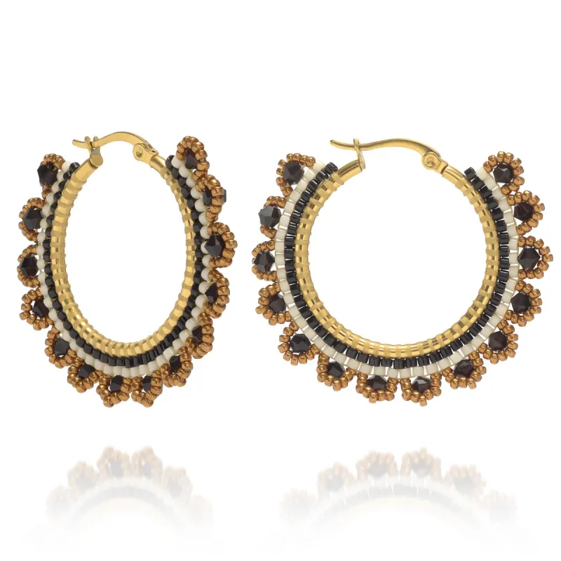 Atu Large Crystal Edged Hoop Earrings sold by Azuni London