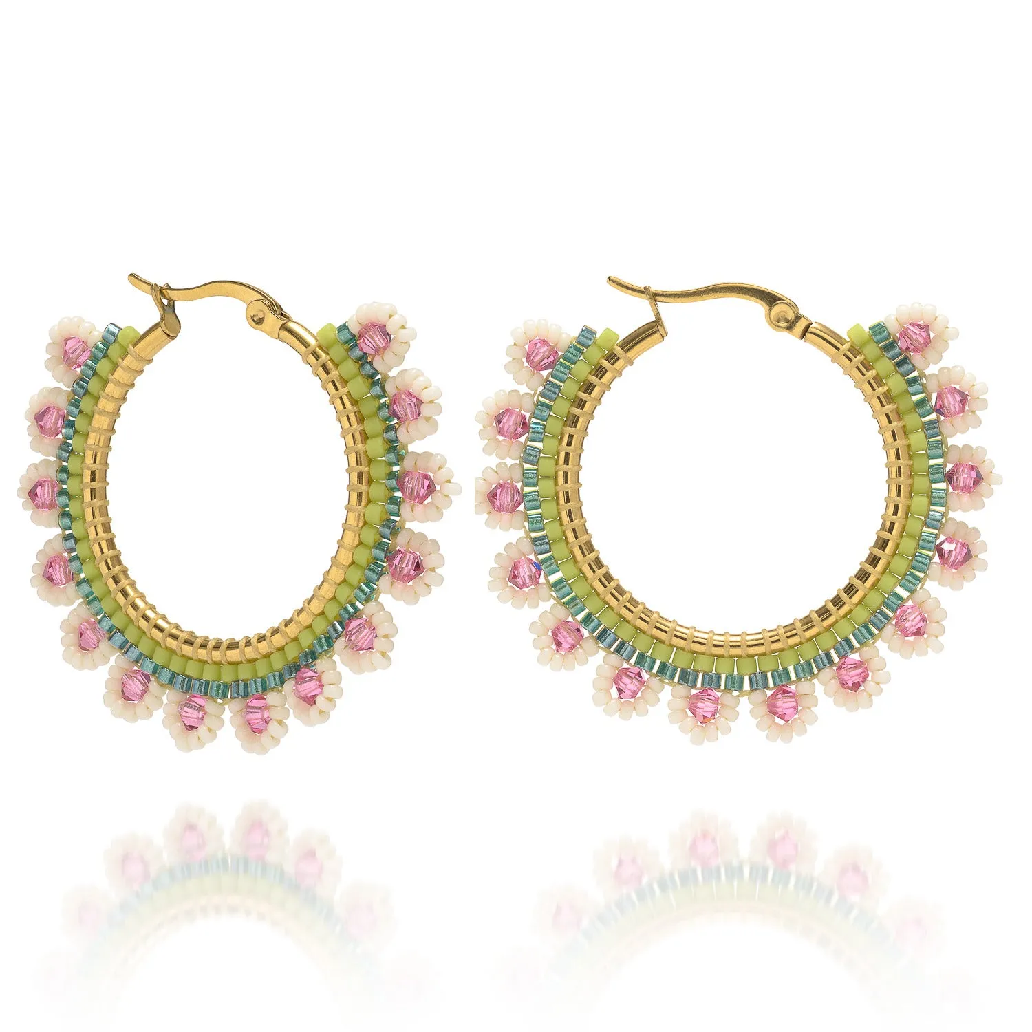 Atu Large Crystal Edged Hoop Earrings sold by Azuni London product image thumbnail 3