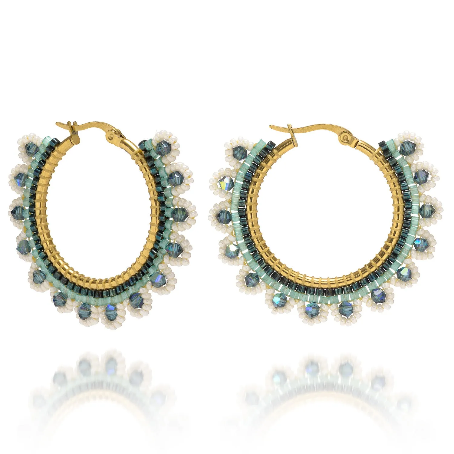 Atu Large Crystal Edged Hoop Earrings sold by Azuni London product image thumbnail 2