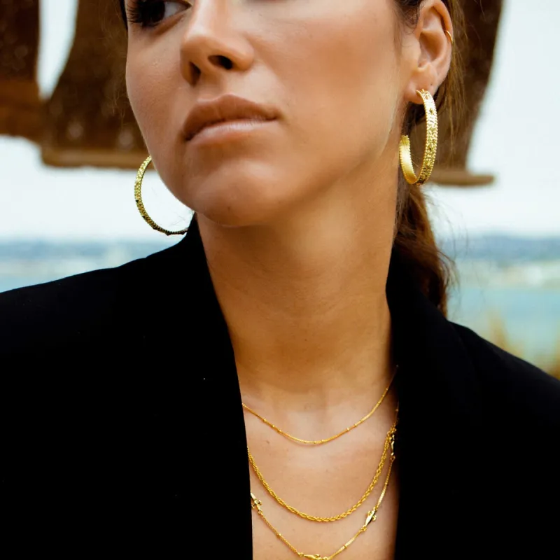 Filia Large Diamond Stud Hoop Earrings sold by Azuni London