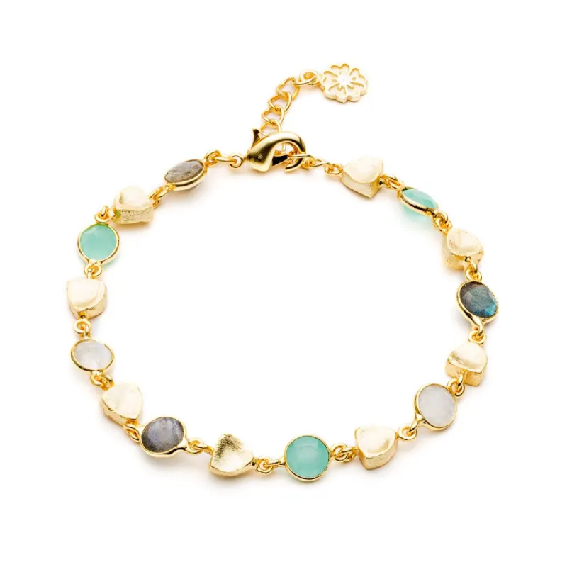 Gold Sara Mixed Gemstone Bracelet sold by Azuni London