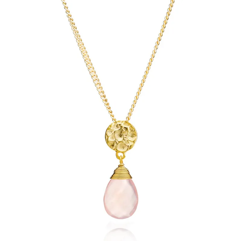 Classic Athena Gemstone Necklace: Pink Chalcedony sold by Azuni London