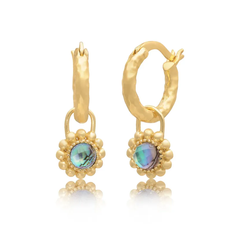 Petra Hoop Gemstone Charm Earrings sold by Azuni London