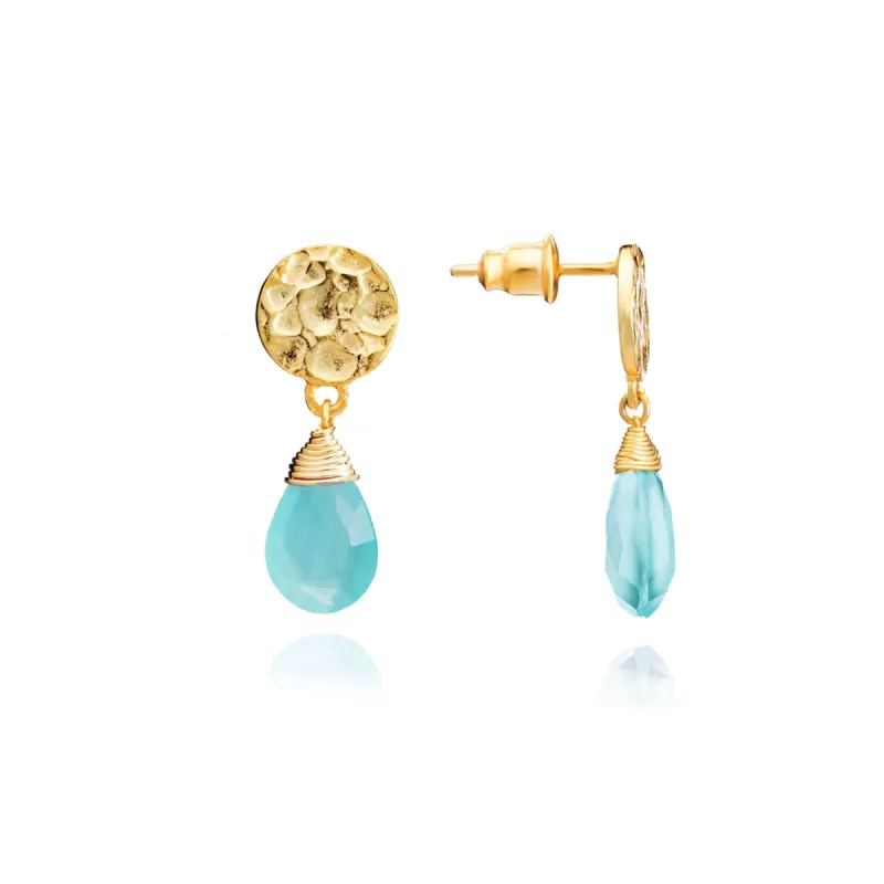 Classic Athena Drop Earrings: Aqua sold by Azuni London