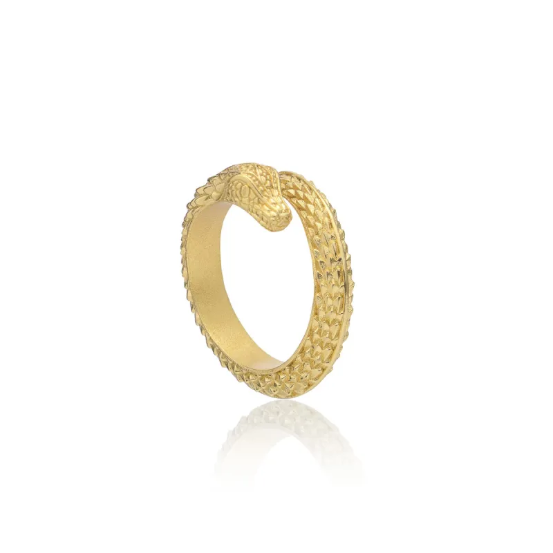 Medusa Gold Snake Ring sold by Azuni London