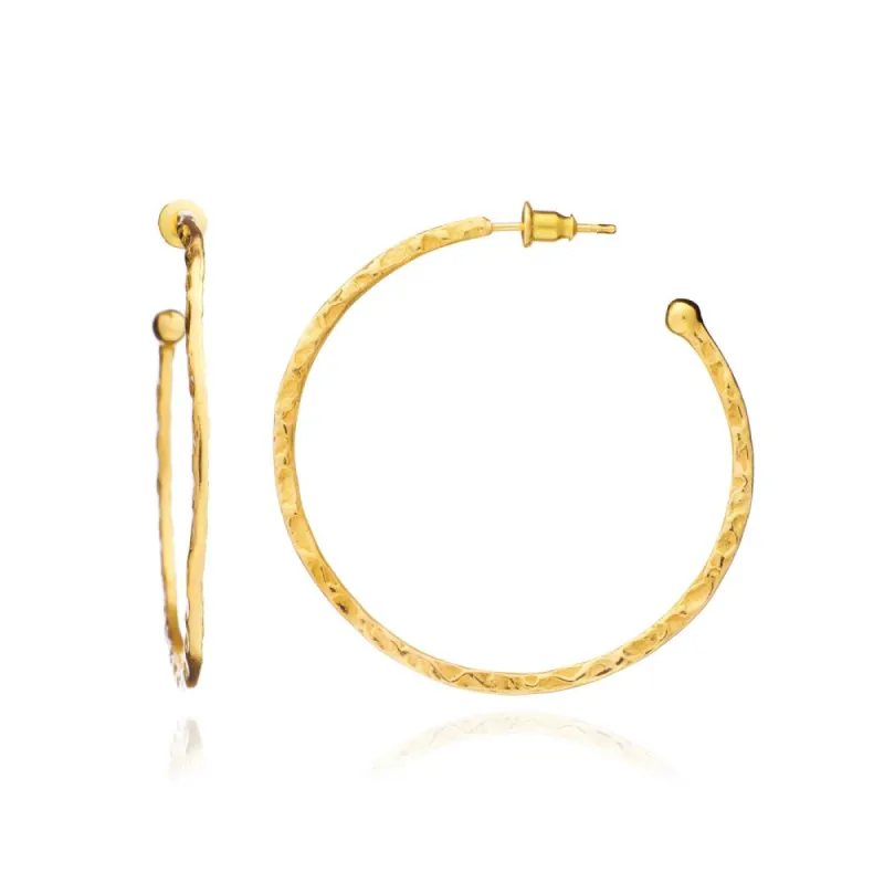 Lydia Large Textured Gold Hoops sold by Azuni London