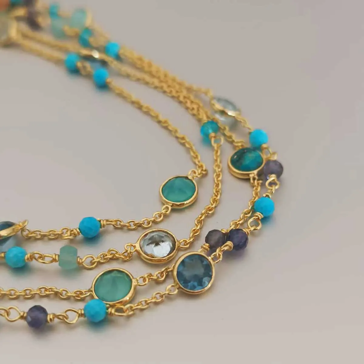 Hydra Multi-Strand Gold Chain and Gemstone Bracelet sold by Azuni London product image thumbnail 4