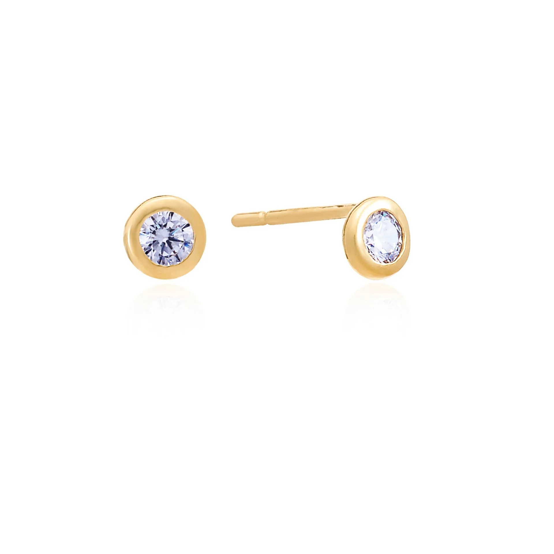 White Topaz Round Gemstone Gold Vermeil Stud sold by Azuni London