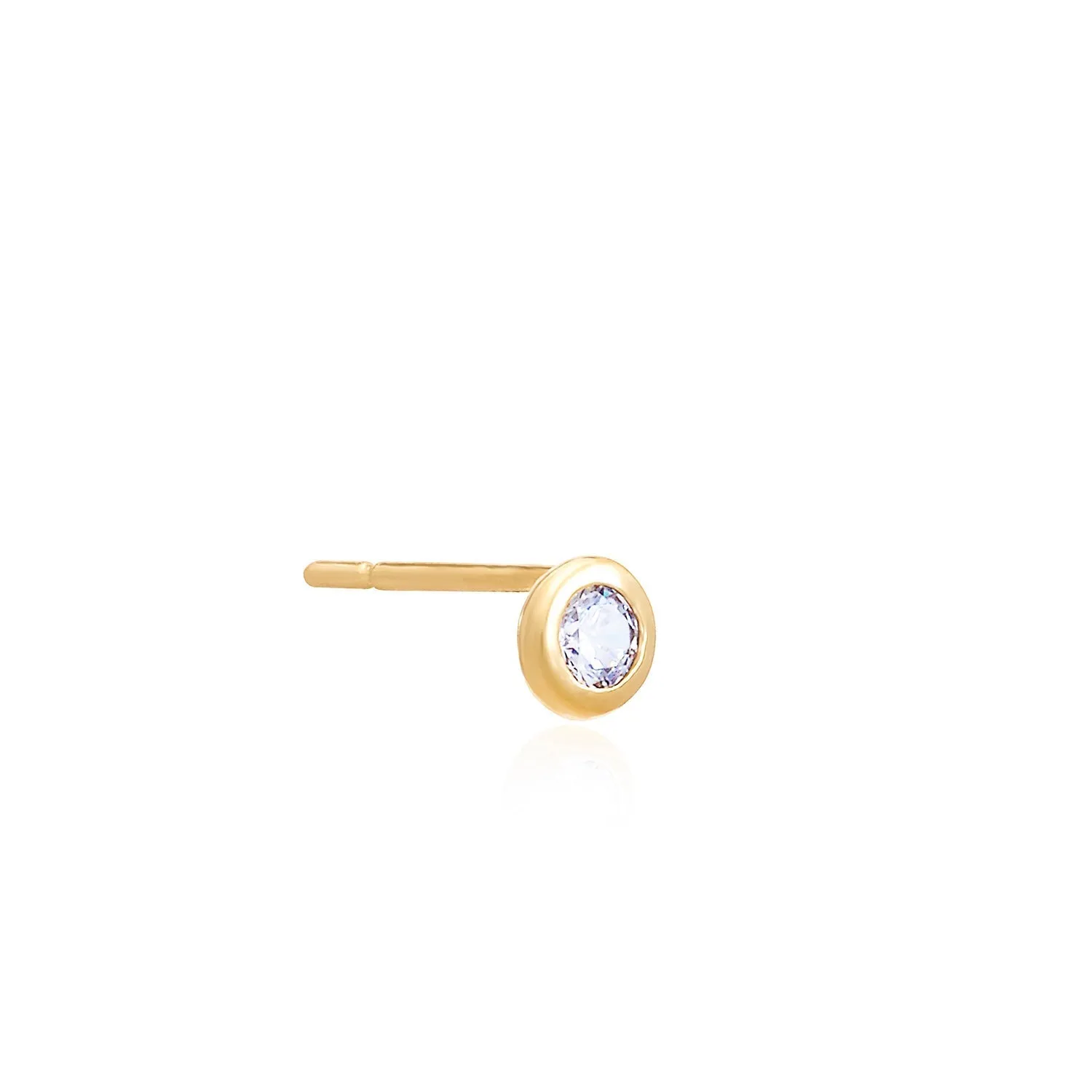 White Topaz Round Gemstone Gold Vermeil Stud sold by Azuni London product image thumbnail 2