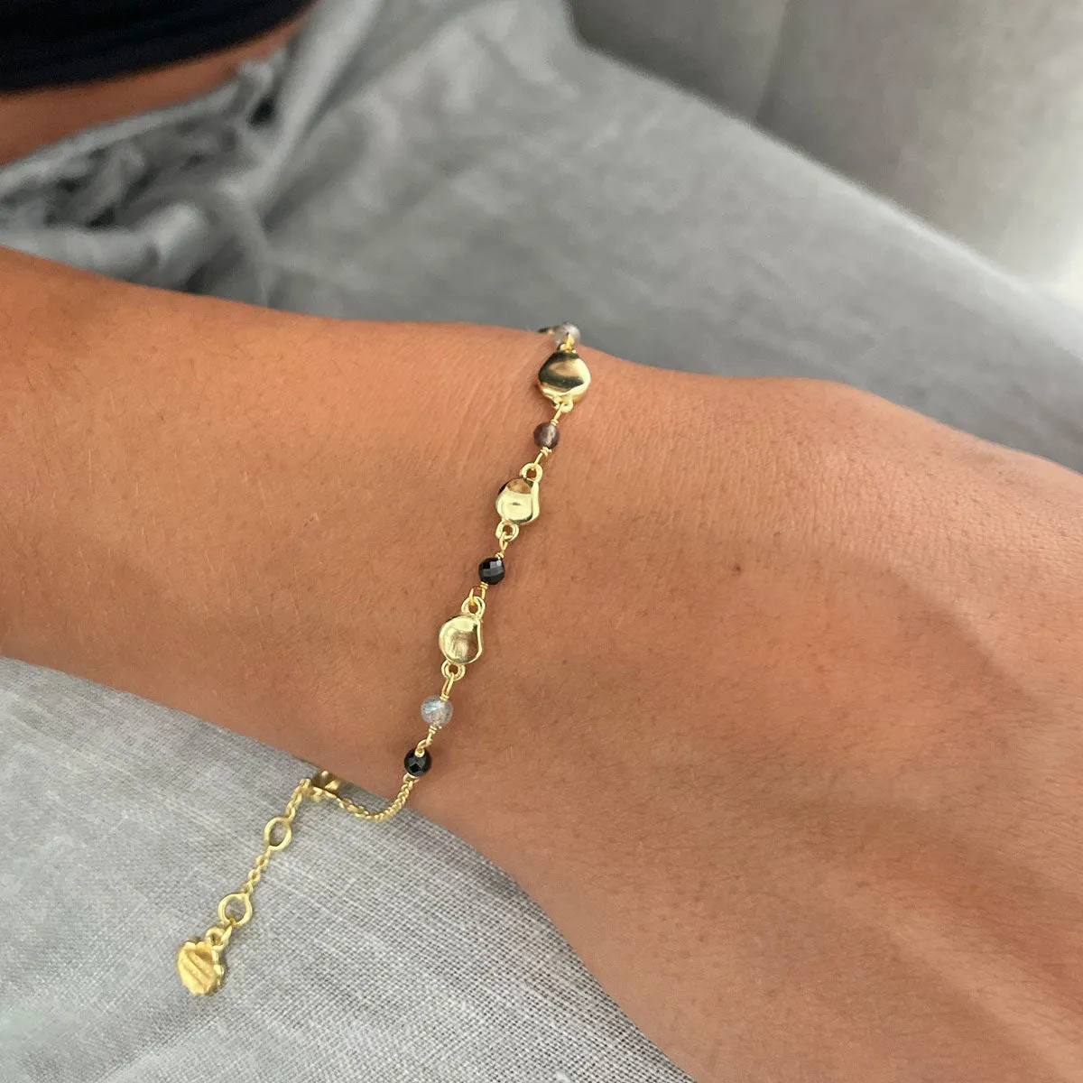 Sofia Gemstone and Gold Bead and Nugget Bracelet sold by Azuni London product image thumbnail 4