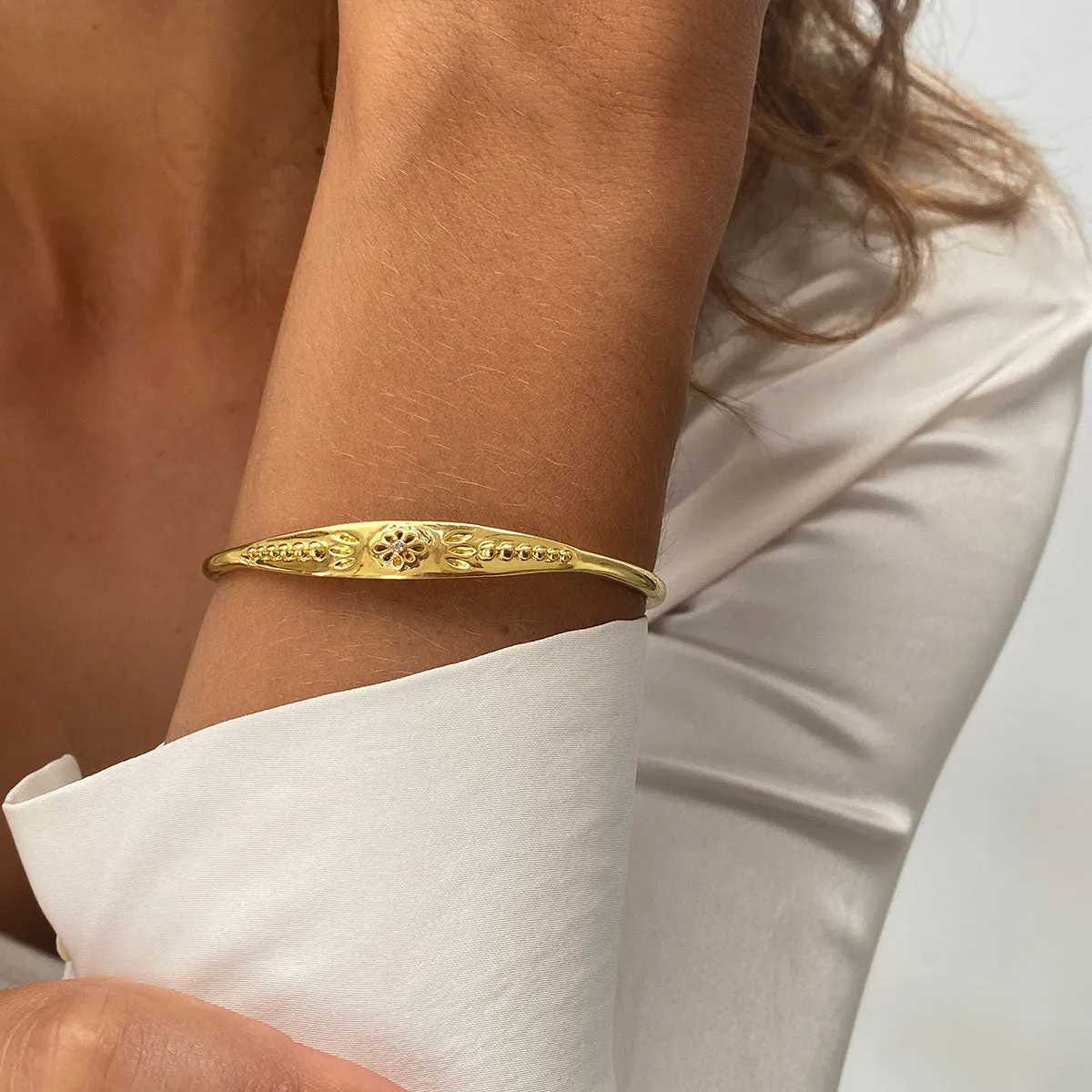 Elysian Flower Gemstone Bangle sold by Azuni London product image thumbnail 3