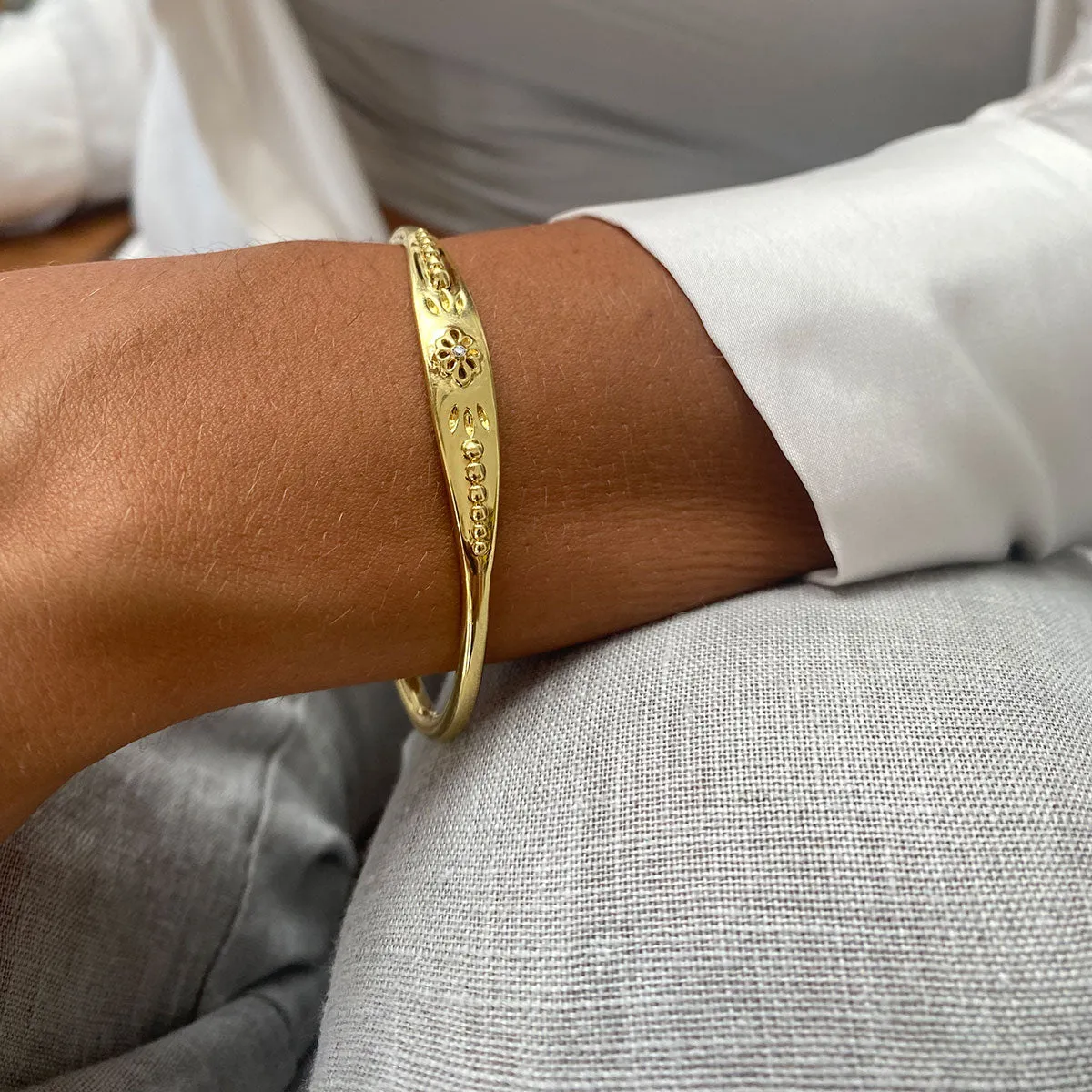 Elysian Flower Gemstone Bangle sold by Azuni London product image thumbnail 2