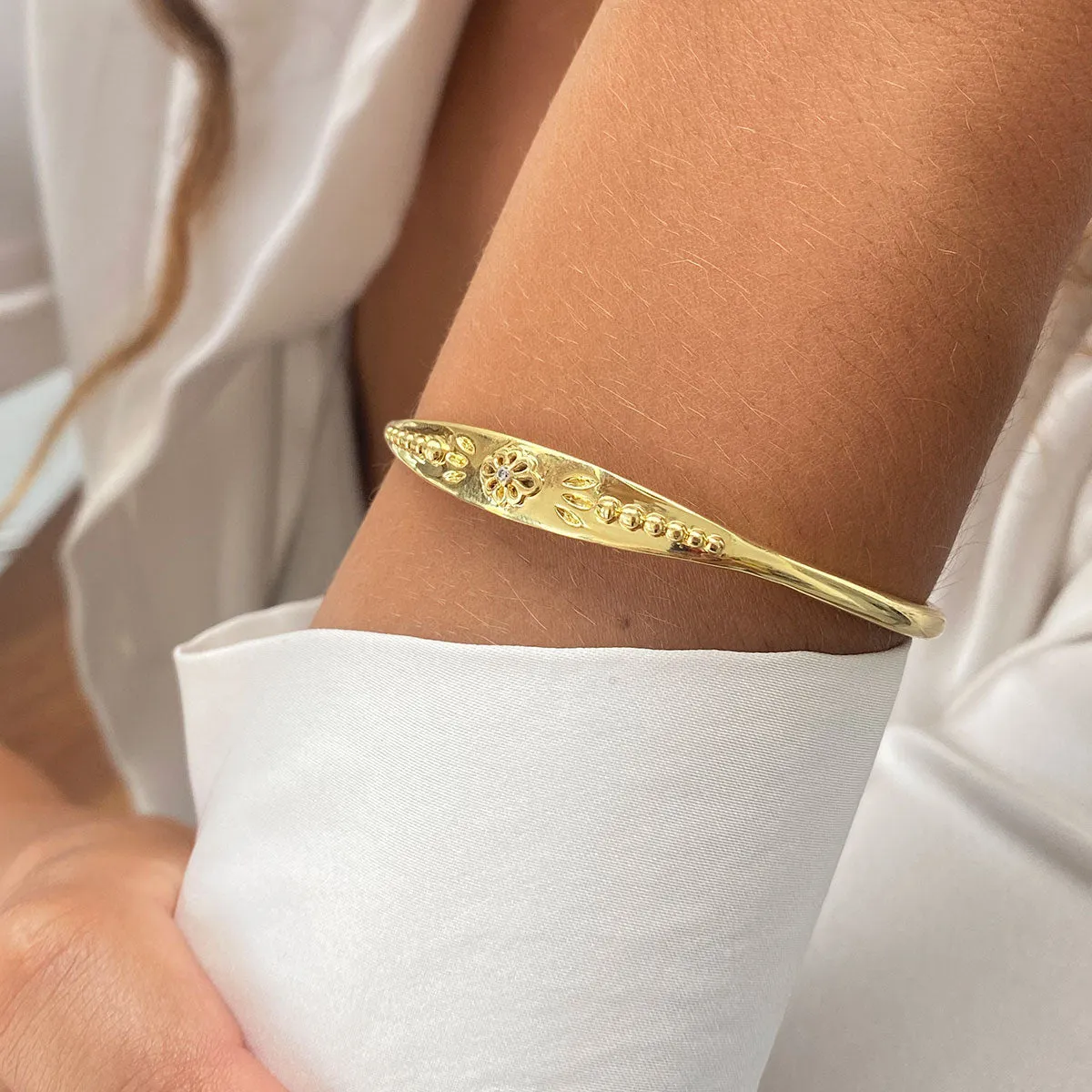 Elysian Flower Gemstone Bangle sold by Azuni London product image thumbnail 4