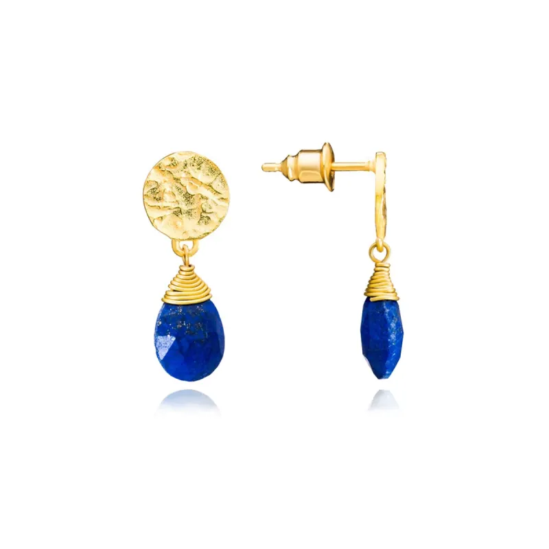 Classic Athena Drop Earrings: Lapis sold by Azuni London