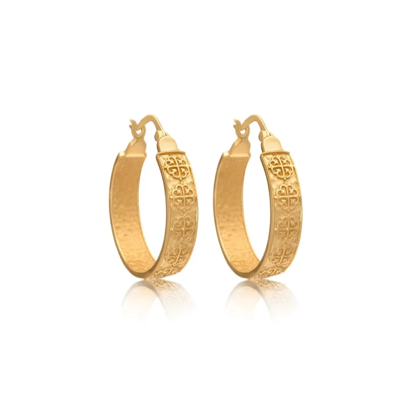 Eleni Wide Chunky Gold Hoop Earrings sold by Azuni London