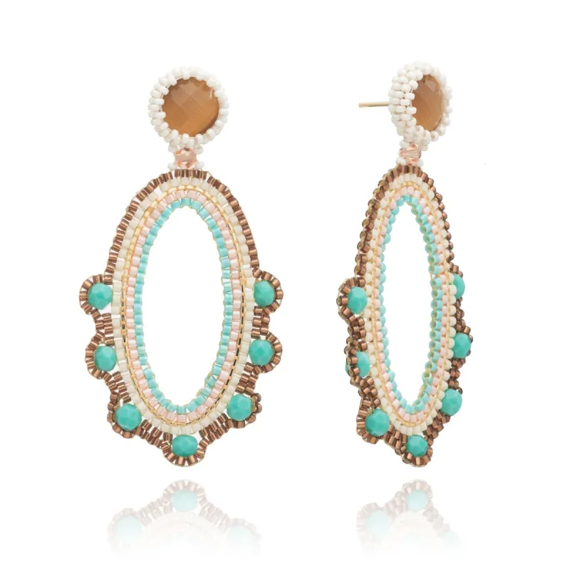Cristela Oval Hoop Crystal Earrings sold by Azuni London