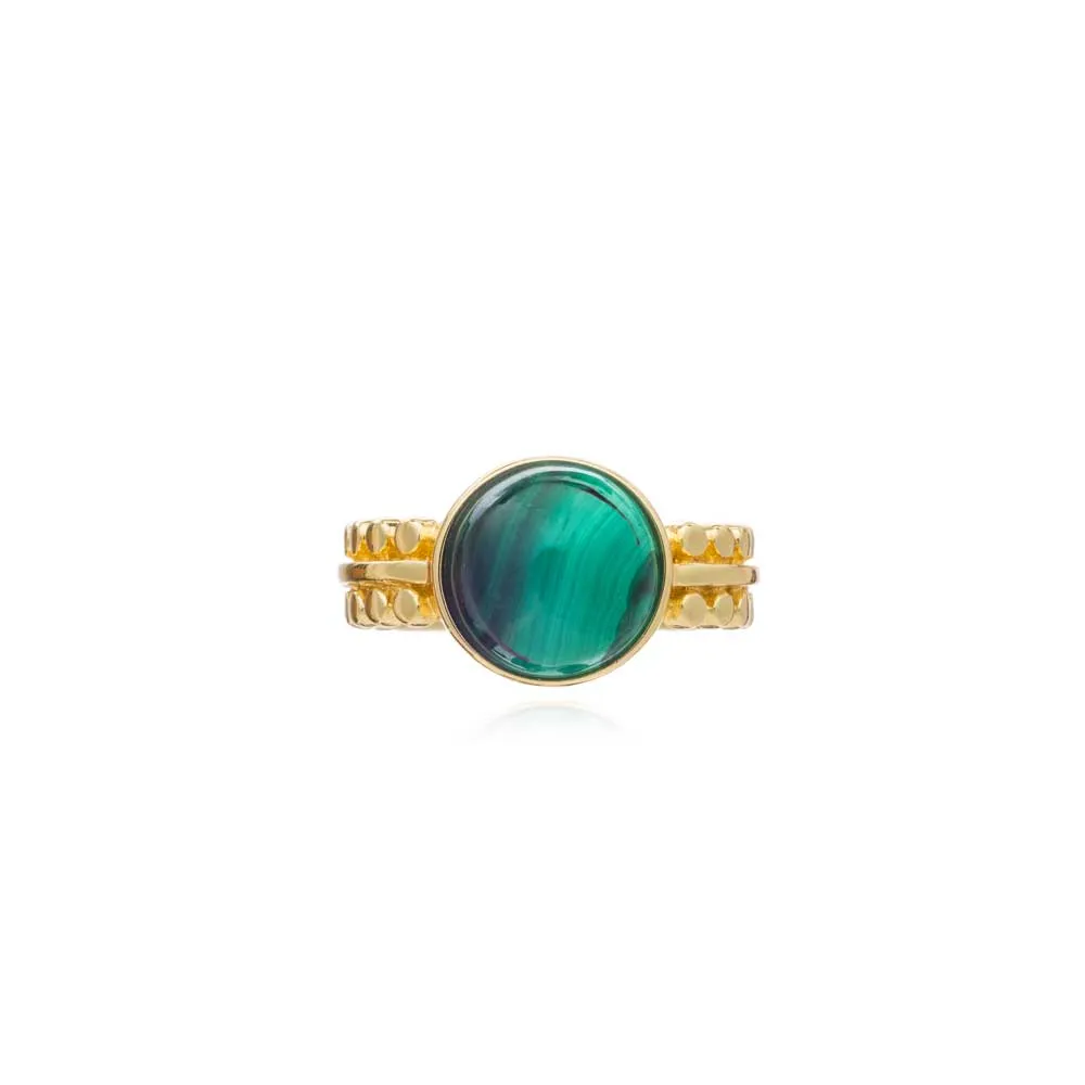 Etrusca Round Set Malachite Ring sold by Azuni London product image thumbnail 3