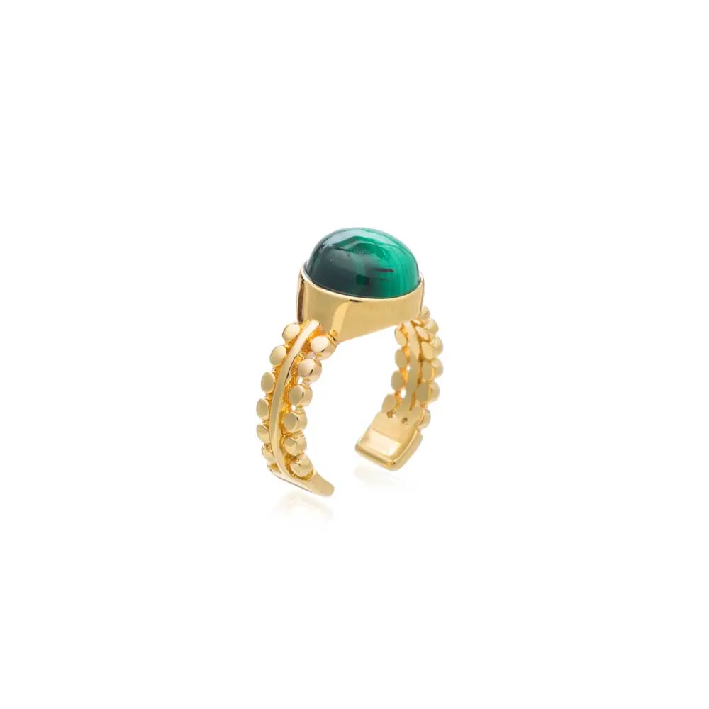 Etrusca Round Set Malachite Ring sold by Azuni London