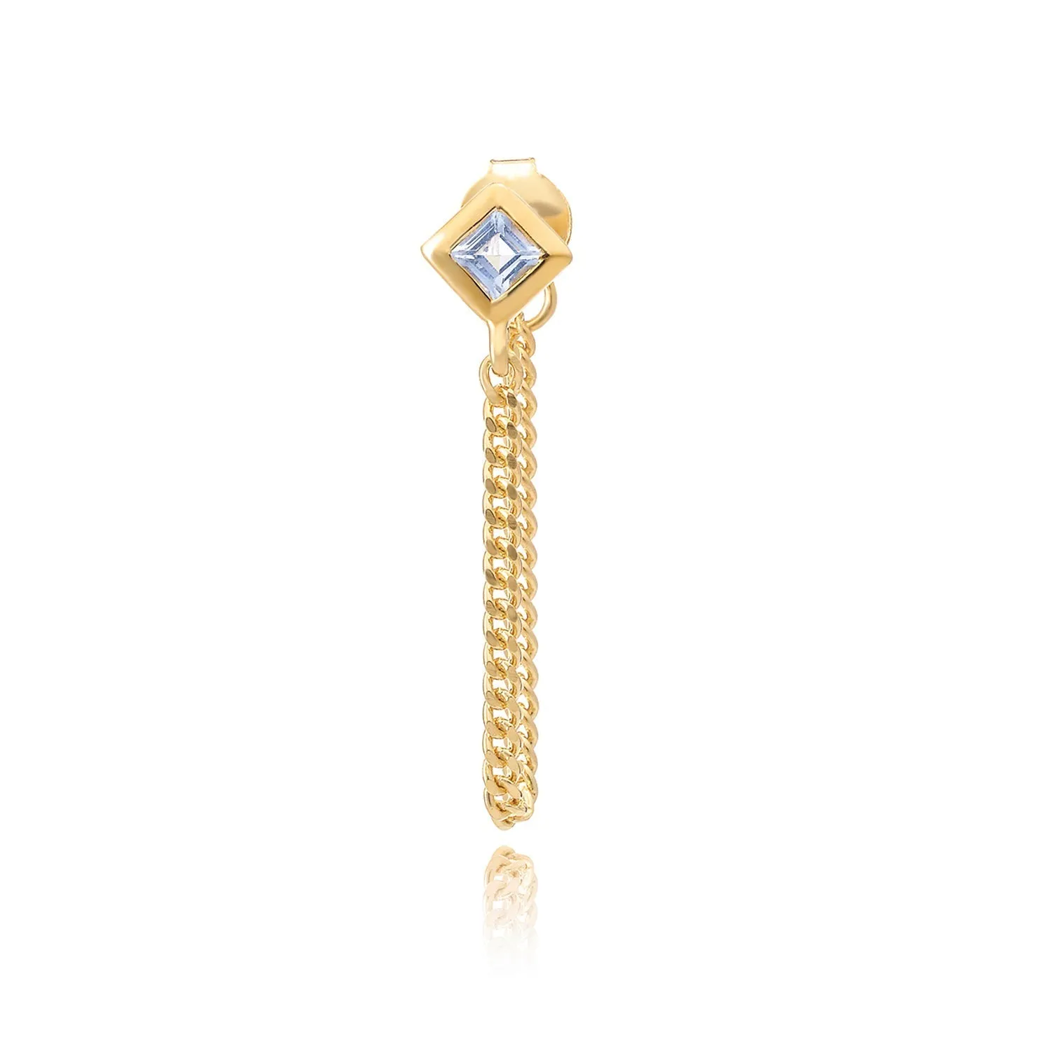 Gold Vermeil Square Cut Blue Topaz Chain Stud sold by Azuni London product image thumbnail 3