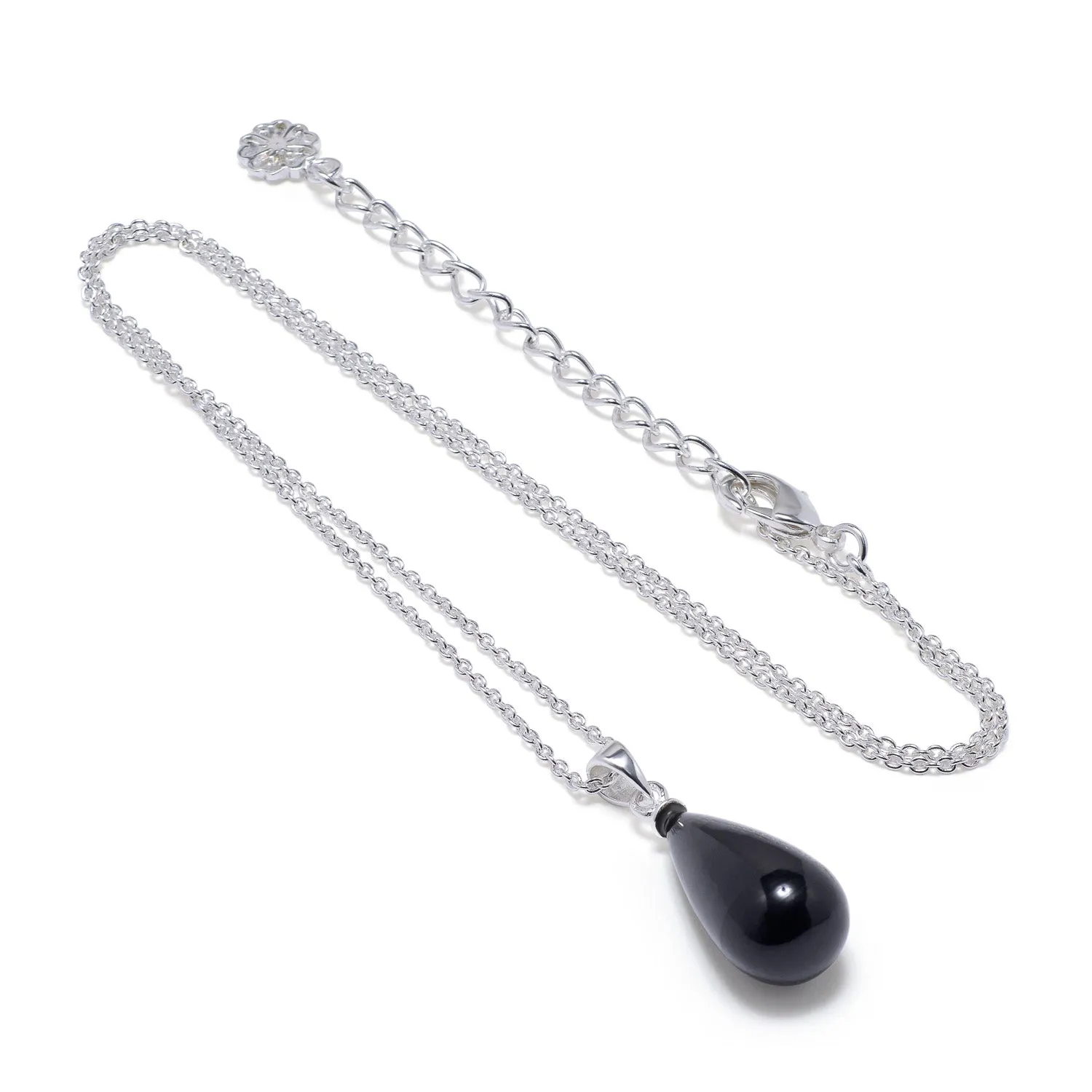 Hera Polished Black Onyx Stone Pendant Necklace: Silver sold by Azuni London product image thumbnail 3