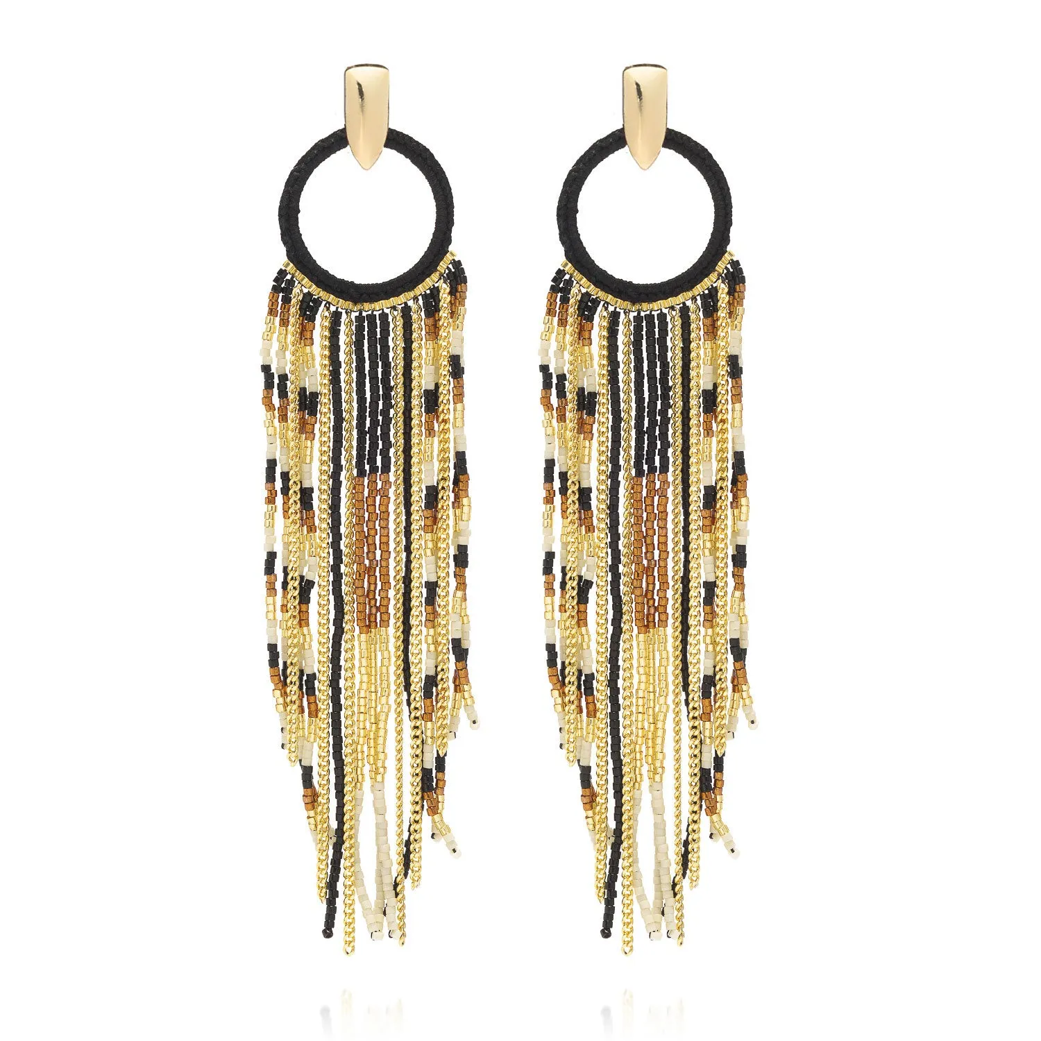 Nomad Cascading Miyuki Bead and Chain Earrings sold by Azuni London product image thumbnail 3