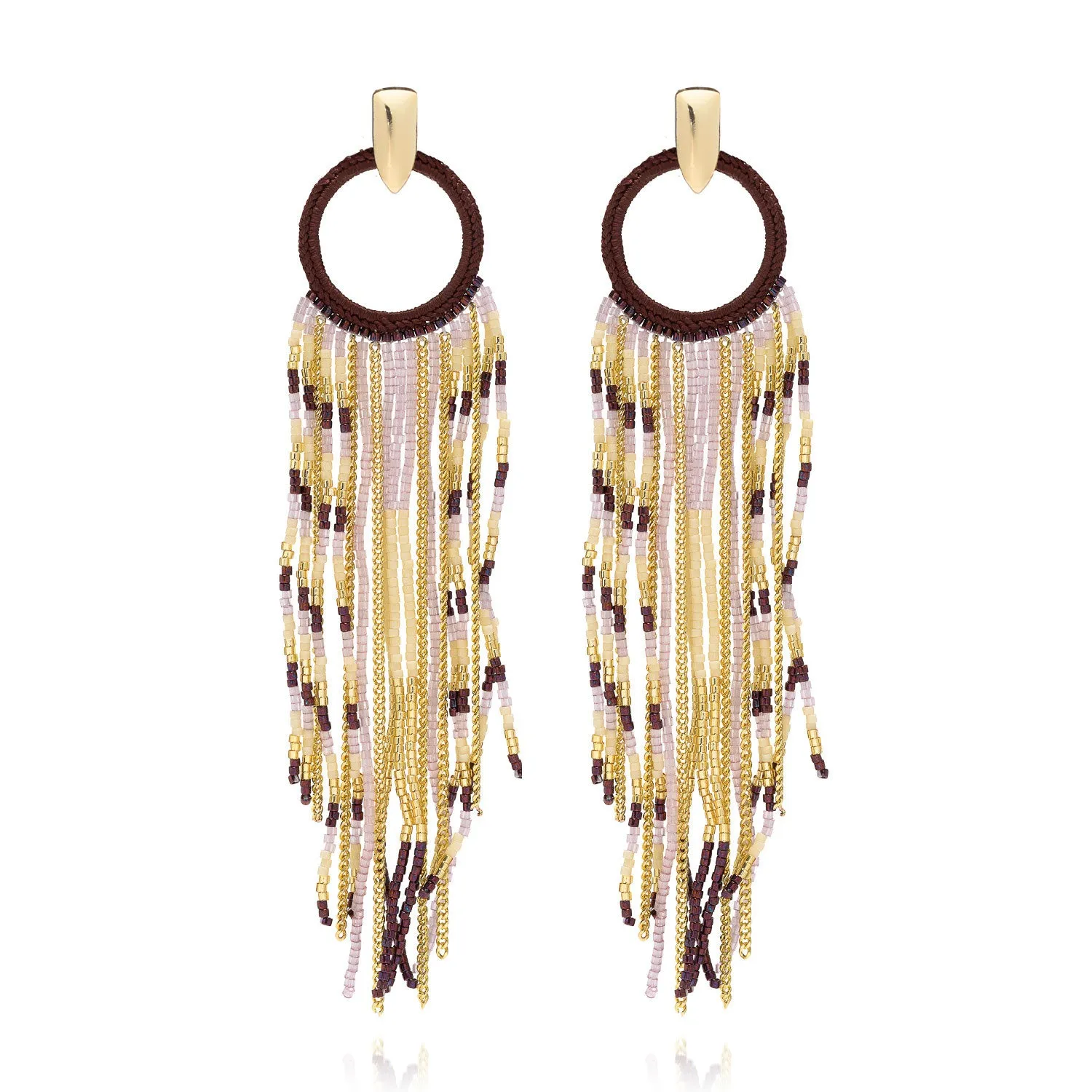Nomad Cascading Miyuki Bead and Chain Earrings sold by Azuni London product image thumbnail 2