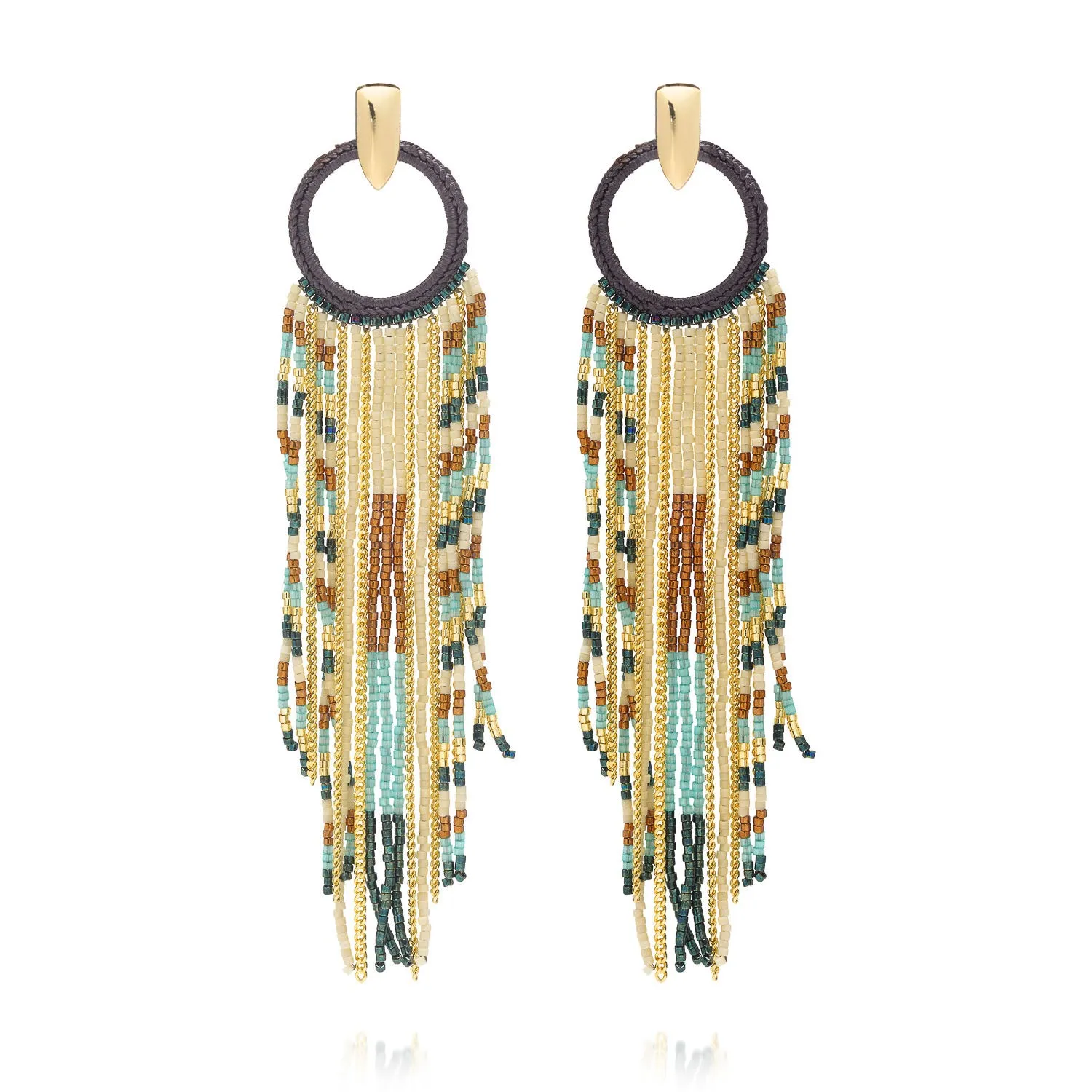 Nomad Cascading Miyuki Bead and Chain Earrings sold by Azuni London product image thumbnail 4