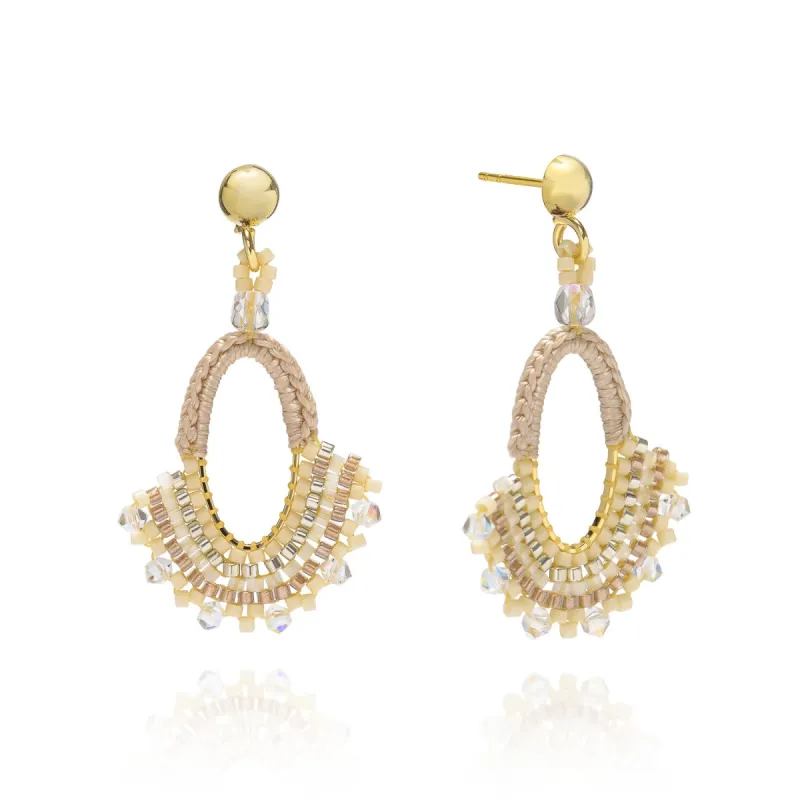Kogi Oval Hoop Crochet Bead Earrings made by Azuni London