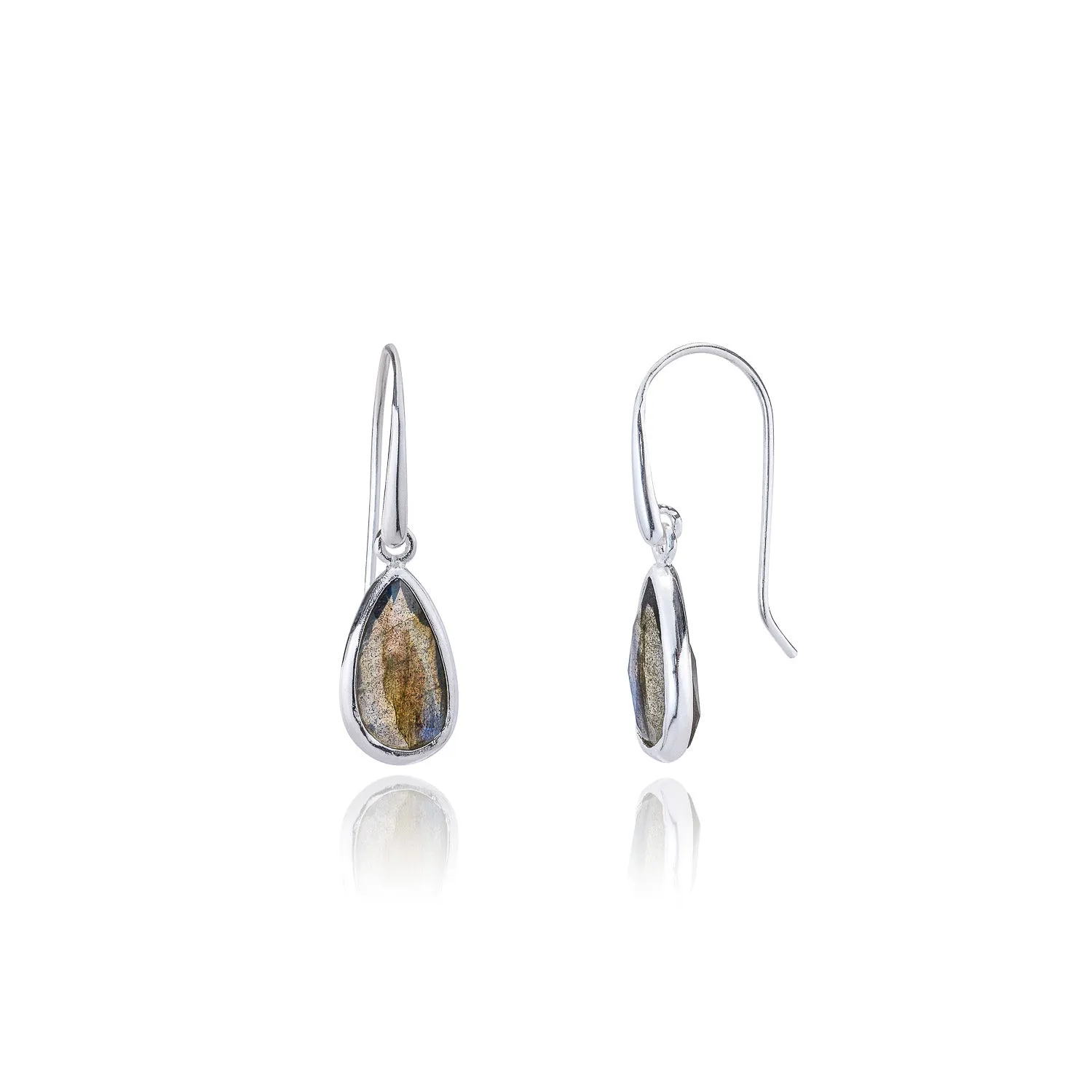 Simi Teardrop Gemstone Earrings: Silver sold by Azuni London
